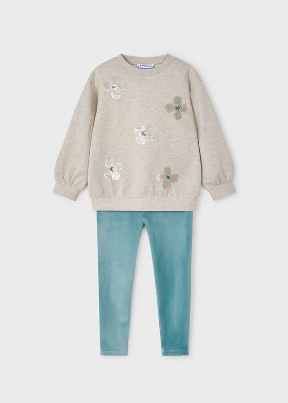 Mayoral Sequin Jumper and Velour Leggings Set