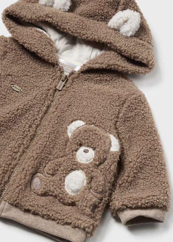 Mayoral Faux Sheepskin Zip Hoodie