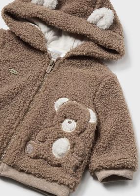 Mayoral Faux Sheepskin Zip Hoodie