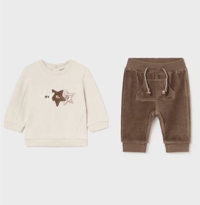 Mayoral Print Sweatshirt with Corduroy Trousers