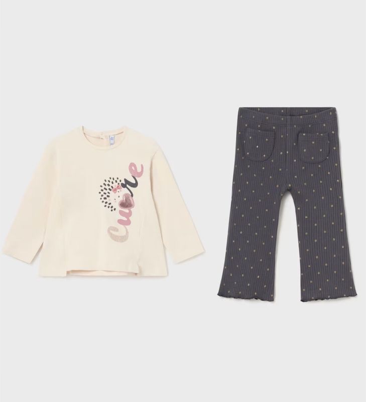 Mayoral Graphic T-Shirt with Ribbed Flared Leggings