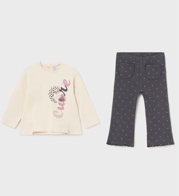 Mayoral Graphic T-Shirt with Ribbed Flared Leggings