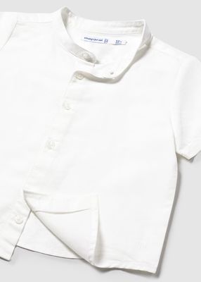 Mayoral mao collar linen shirt