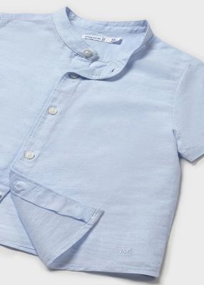 Mayoral mao collar linen shirt