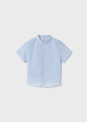 Mayoral mao collar linen shirt