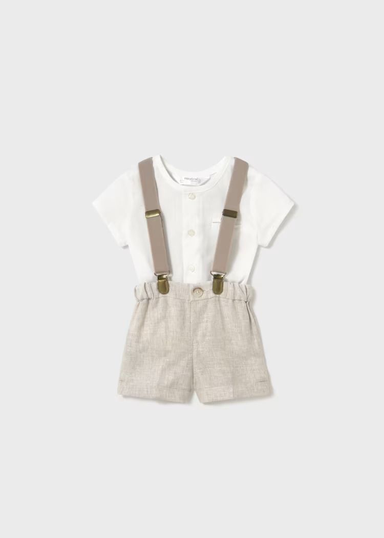 Mayoral shorts with braces and shirt set
