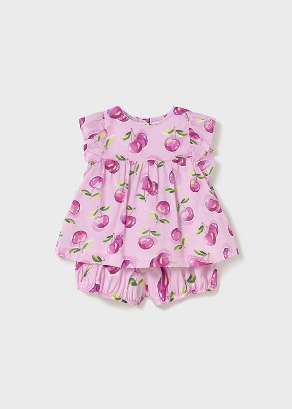 Mayoral fruit print bloomer shorts and blouse set