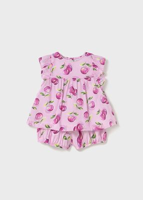 Mayoral fruit print bloomer shorts and blouse set