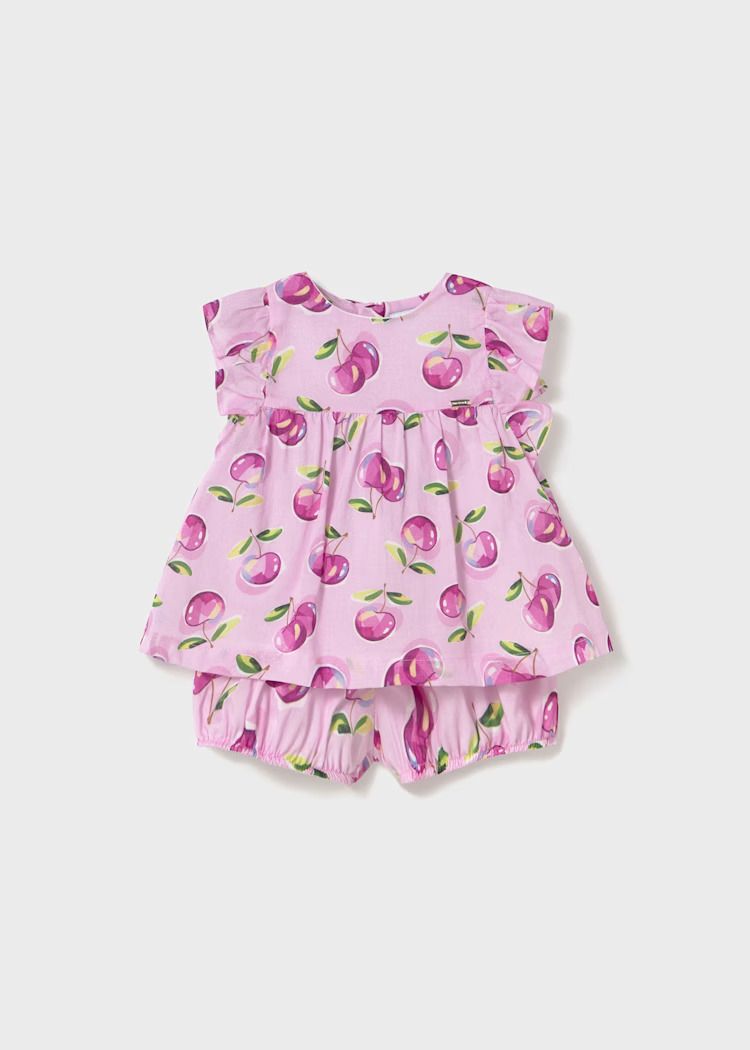 Mayoral fruit print bloomer shorts and blouse set
