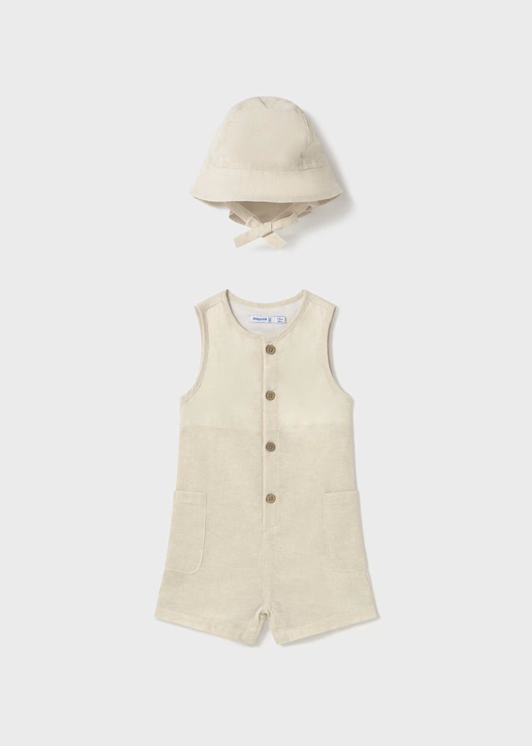 Mayoral short dungarees with bonnet
