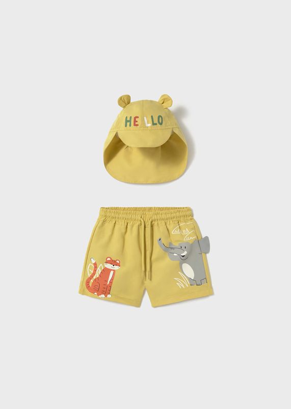 Mayoral swimming shorts and sun hat with sun protection