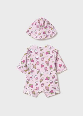 Mayoral swimsuit and hat set with solar protection