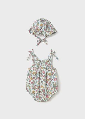 Mayoral floral romper with hat