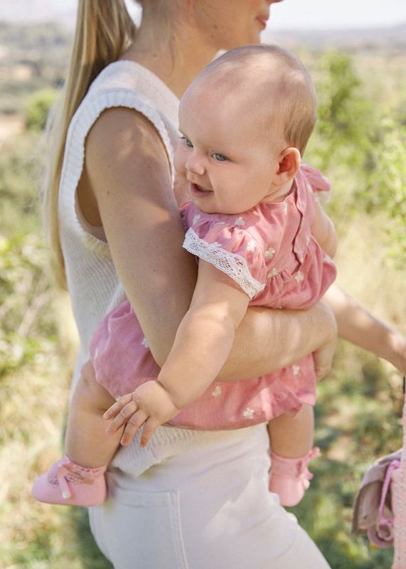 Mayoral embroidered dress with nappy cover