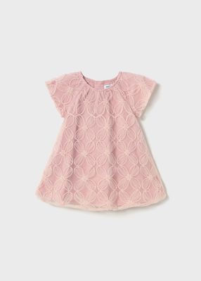 Mayoral shiny embroidered tulle dress