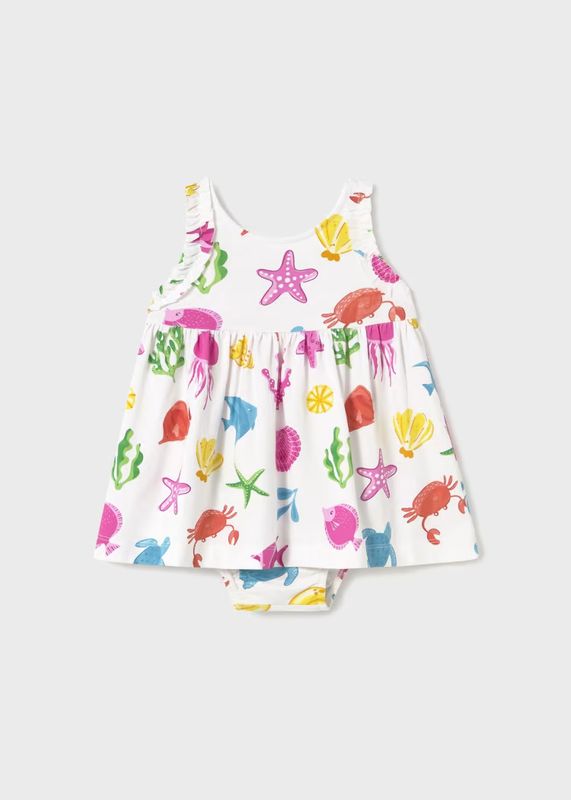 Mayoral print dress with nappy cover