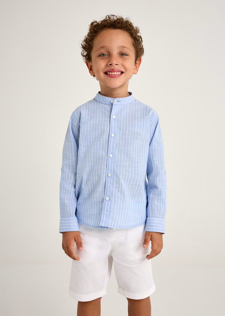 Mayoral shorts with mao collar shirt set