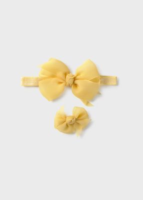 Mayoral newborn bow clip and headband set