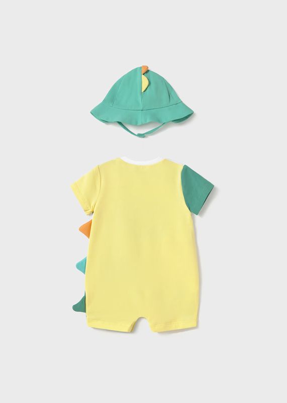 Mayoral dinosaur romper with bonnet