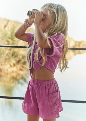 Mayoral openwork shorts and blouse set