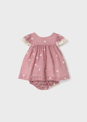 Mayoral embroidered dress with nappy cover