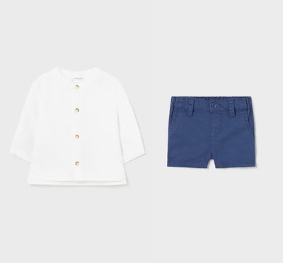 Mayoral linen shirt and shorts set