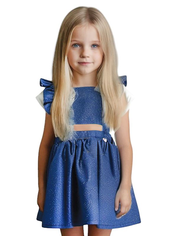 SRFN glitter denim skirt and top set