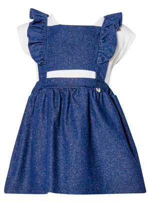 SRFN glitter denim skirt and top set