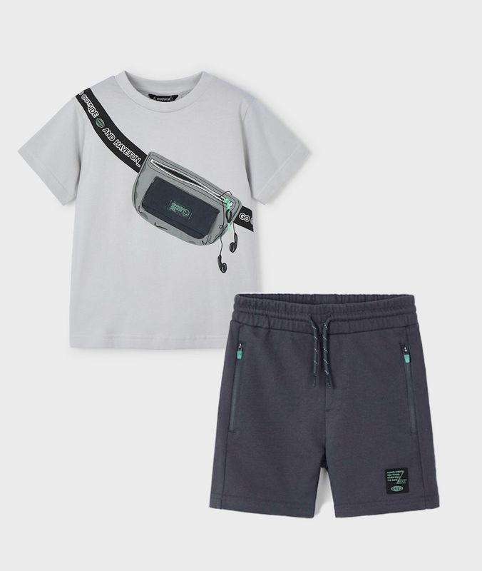 Mayoral t-shirt with bag and bermuda shorts set