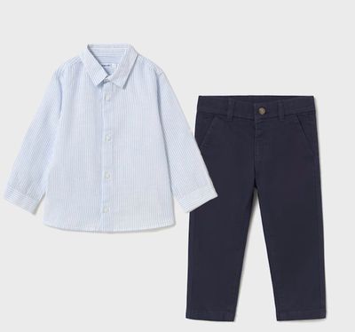 Mayoral long-sleeved linen shirt and chino pants