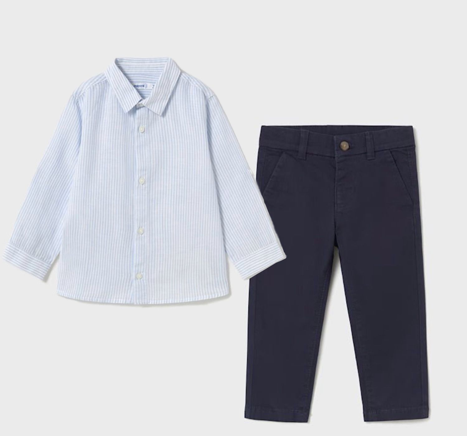 Mayoral long-sleeved linen shirt and chino pants