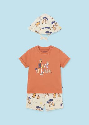 Mayoral T-shirt And Bermuda With Bucket Hat Set