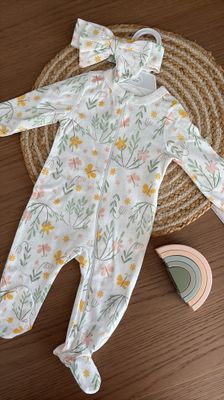 SRFN bodysuit with zipper and bow headband