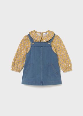 Mayoral dungaree denim and t-shirt set