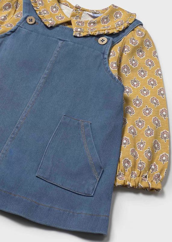 Mayoral dungaree denim and t-shirt set