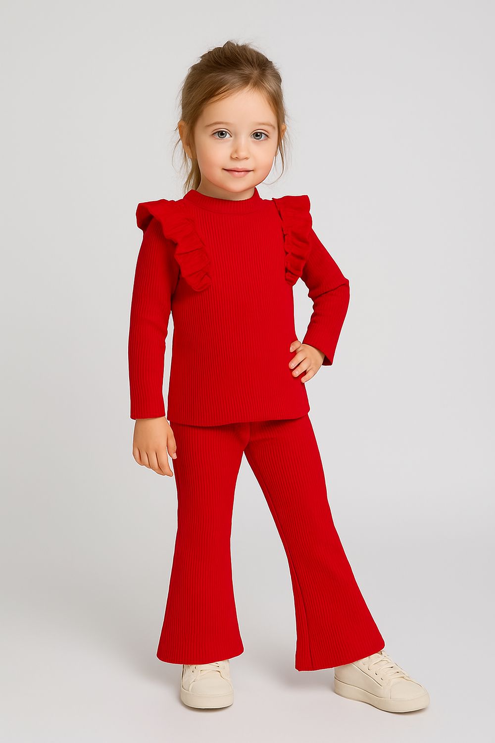 Ruffle Blouse And Pants Set