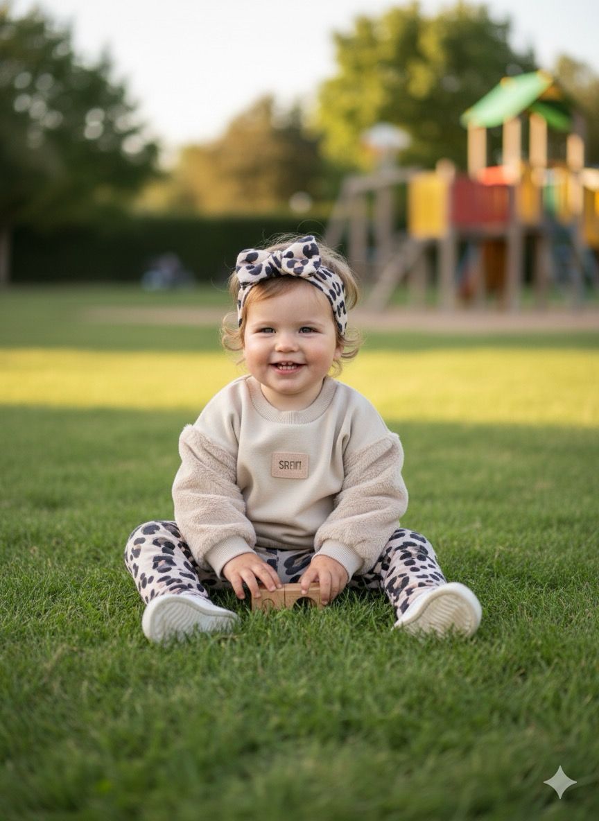 SRFN fur sweatshirt and velvet with headband