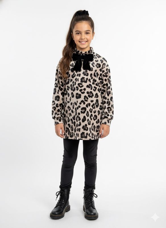 SRFN blouse dress with velvet leggings