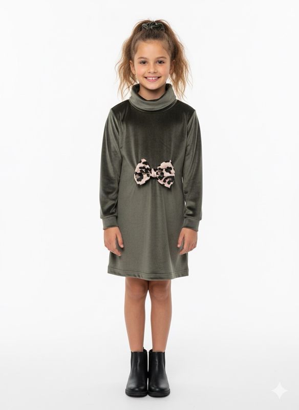 SRFN velvet dress with bow