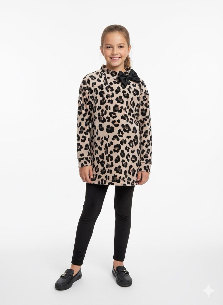 SRFN blouse dress with velvet leggings