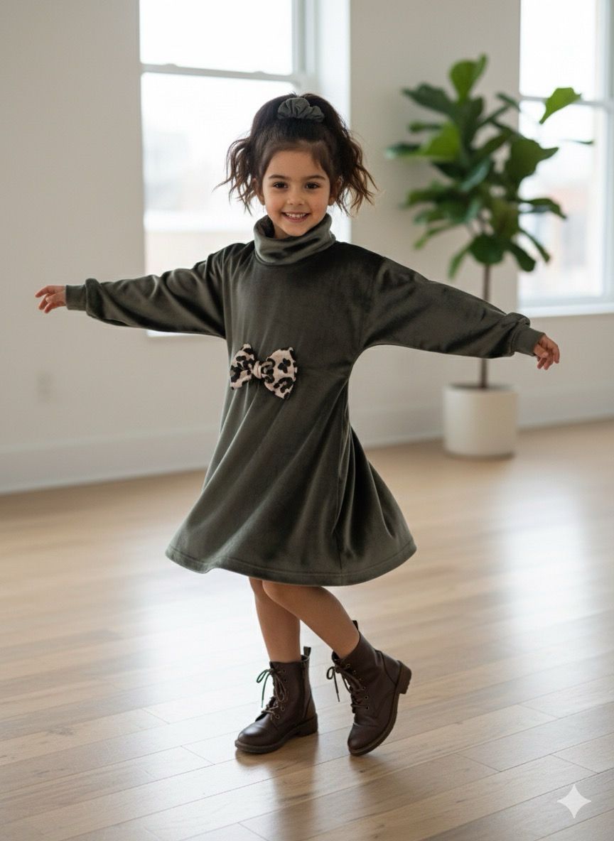 SRFN velvet dress with bow