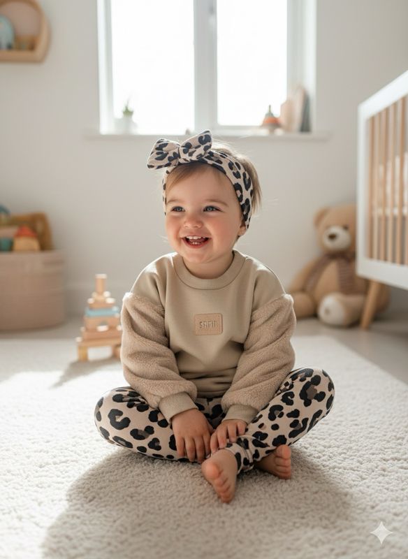 SRFN fur sweatshirt and velvet with headband