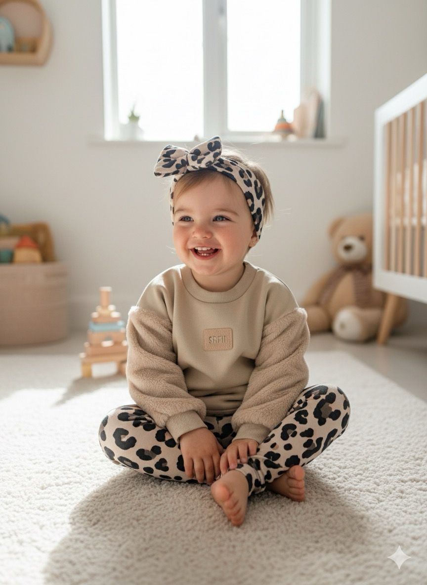 SRFN fur sweatshirt and velvet with headband