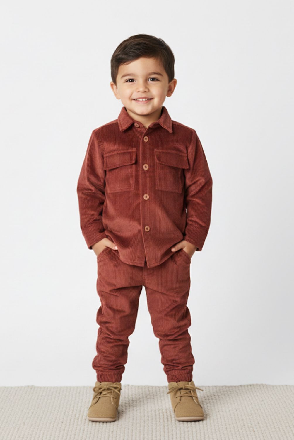 Corduroy Shirt and Pants Set