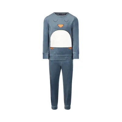 Pyjamas Set Velour Blue Penguin
