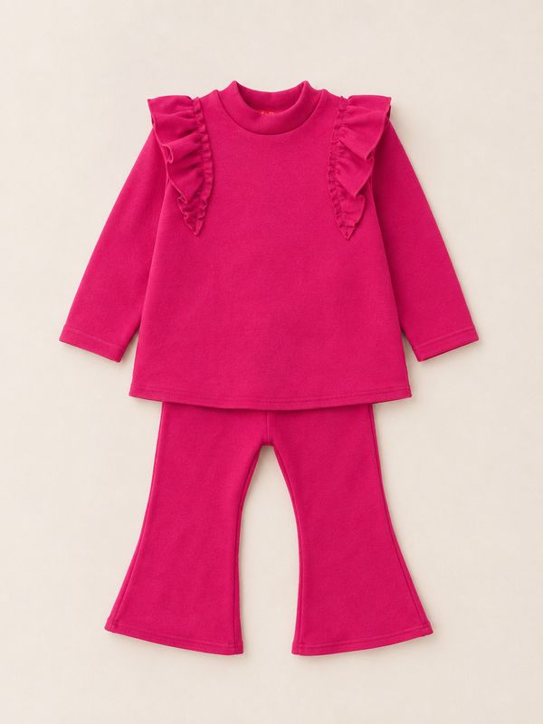 Ruffle Blouse And Pants Set