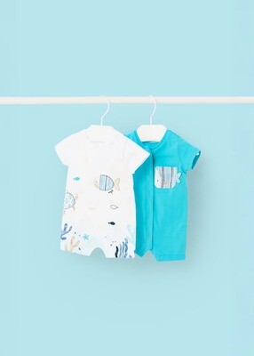 Mayoral Set Of 2 Short Rompers Cotton Mayoral Set Of 2 Short Rompers Cotton