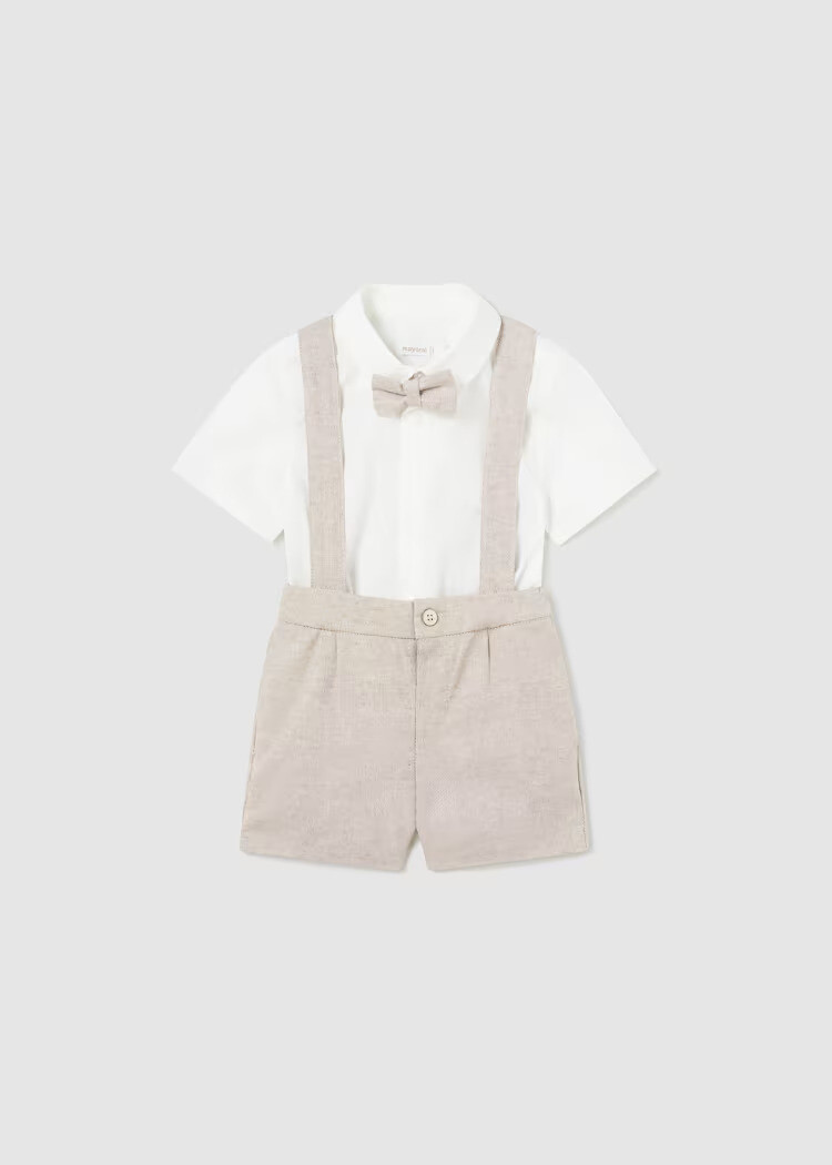 Mayoral Shirt Bermuda With Bow Tie Set