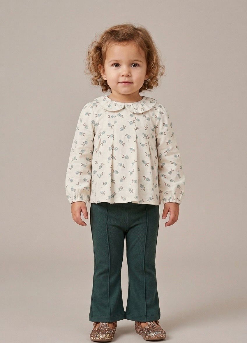 Mayoral floral blouse with flared trousers