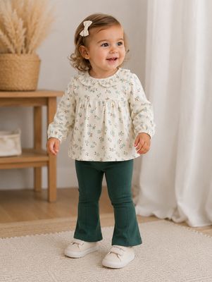 Mayoral floral blouse with flared trousers